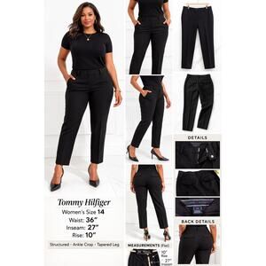 Tommy Hilfiger Black Dress Pants Size 14 36x27 Slight Taper